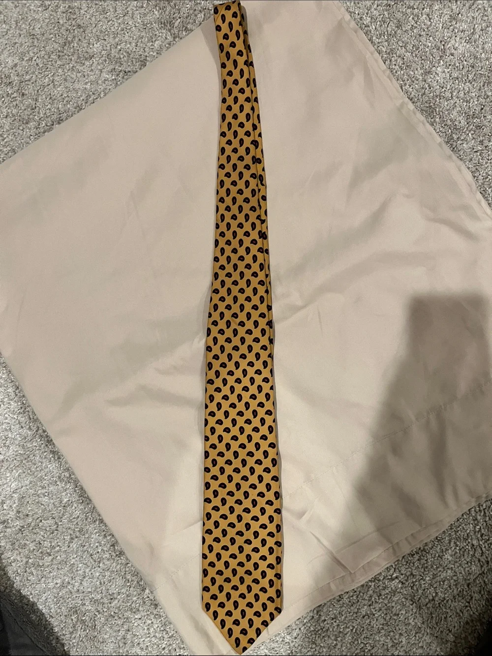 Men's Mustard Paisley Narrow Silk Tie - Unbranded